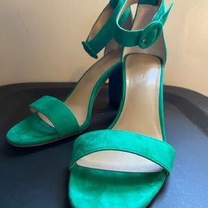 Green Suede block heel